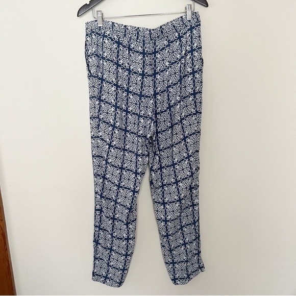 Boden Womens Pants Geometric Print Blue Elastic Waist Pull On Comfy Size 10R - Picture 6 of 9